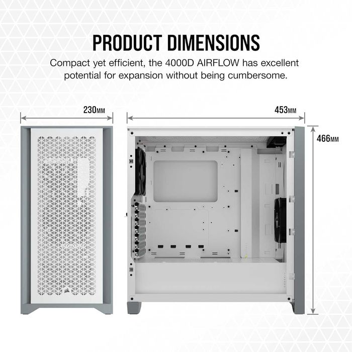 Carcasa Corsair 4000D Airflow Tempered Glass + 3 cooler RS120 ARGB PWM