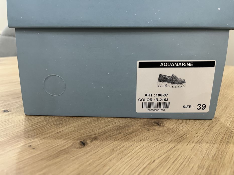 Естествен велур- мокасини Aquamarine