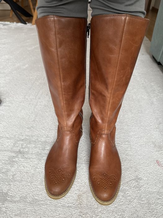 Кафеви ботуши естествена кожа