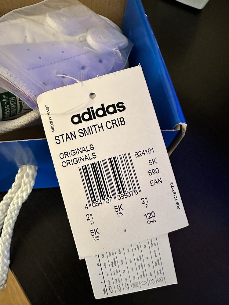 Adidas Stan Smith Crib - copii 1-2 ani , noi , piele , originali