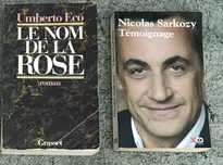 2 книги на френски език Името на розата Умберто Еко Саркози