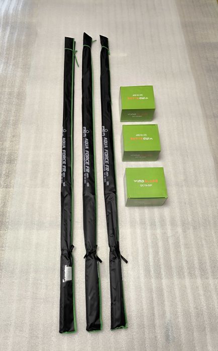 SET 3 Lansete Feeder Dunare FL AQUA FORCE 200g 3.00m + 3 Mulinete QC50