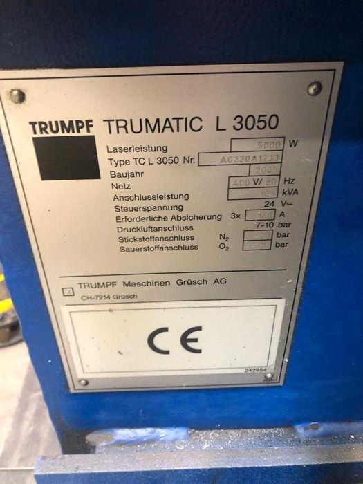 Sistem laser industrial TRUMPF L3030  – mașină + sursă + chiller