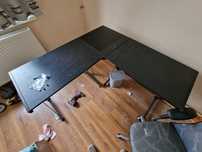 Birou pe colt convertibil din otel si MDF, 130x130x73.5cm.
