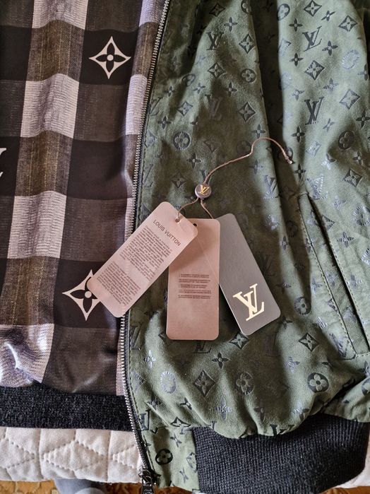 Зелено-черно пилотско яке Louis Vuitton с монограм, размер XL, EU 56.
