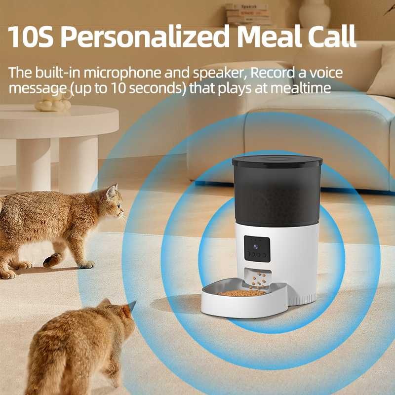 Hranitor automat pentru pisici si caini cu camera video si wifi