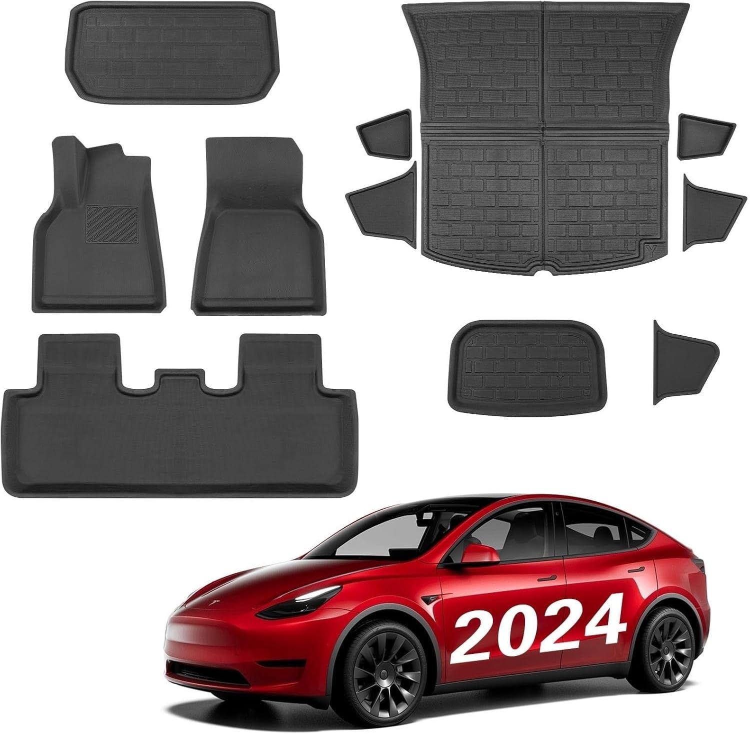 11 части 3D трислойни всезонни стелки и корита за Tesla Model Y