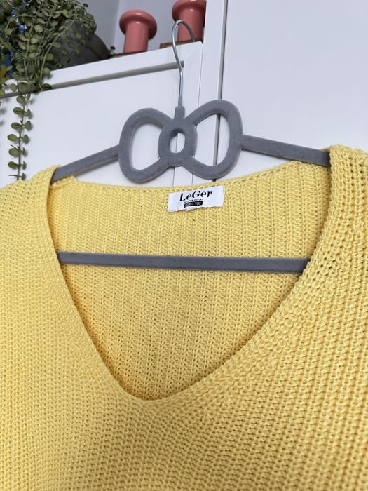 Пуловер в жълто плетен от памук Leger by lena gercke