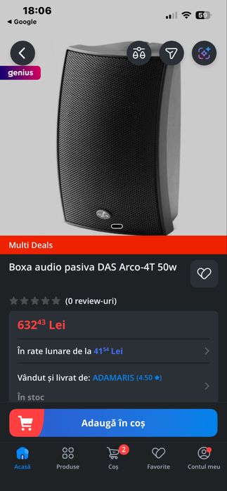 Vand boxe DAS arco 4 cu woofer itegrat