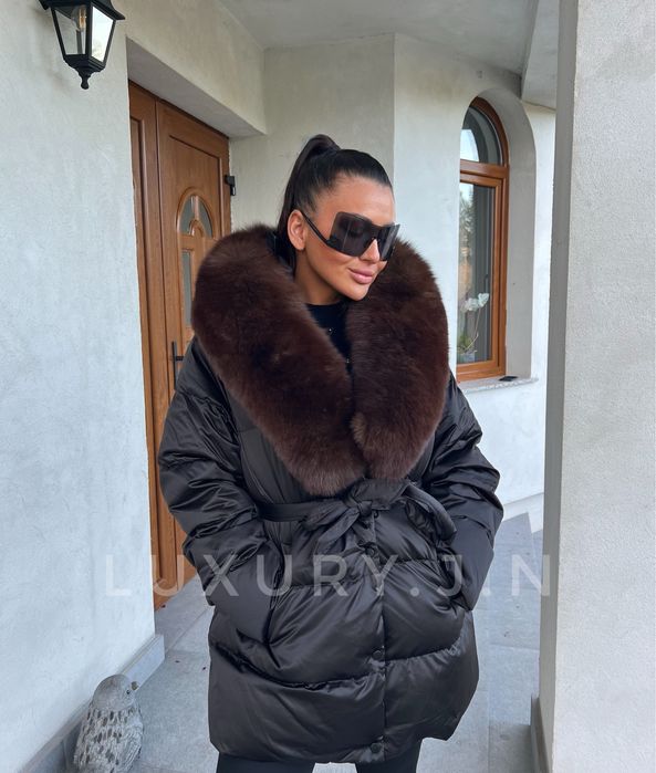 Geaca groasa puf si blana naturala L,Xl