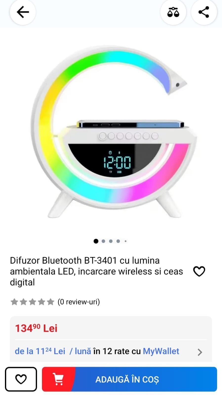 Boxa/Difuzor Bluetooth BT-3401 cu lumina ambientala LED