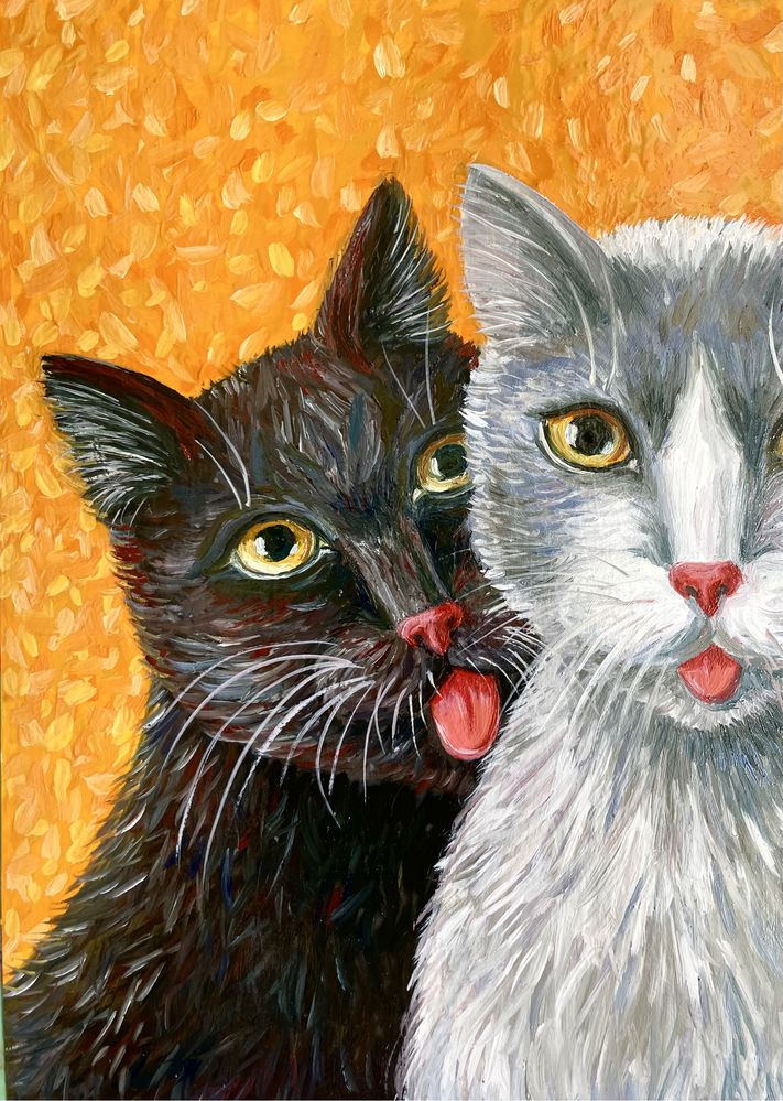 Картина маленькая «Влюбленные котики» формат А5