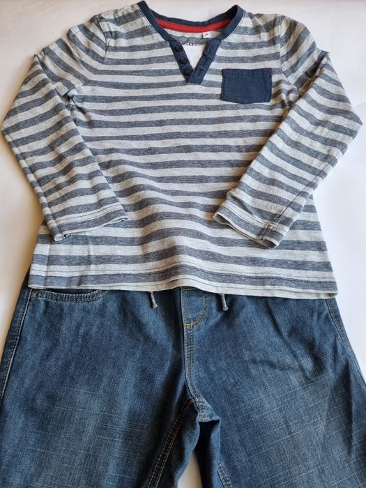 Дънки Palomino и раирана блуза с джоб, размер 128 см.