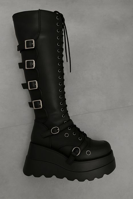 Cizme lungi cu sireturi