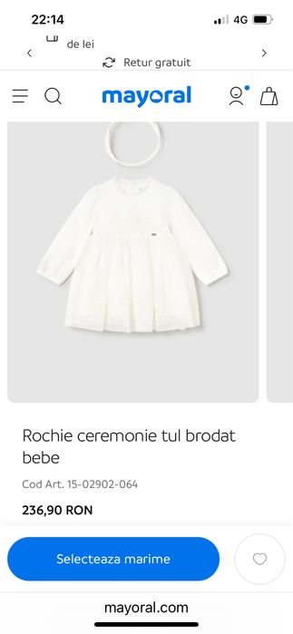 Rochie Mayoral pt ceremonie tul brodat Marimea 86