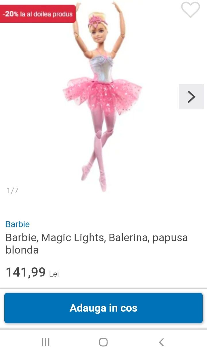 Papusa barbie balerina cu lumini vintage