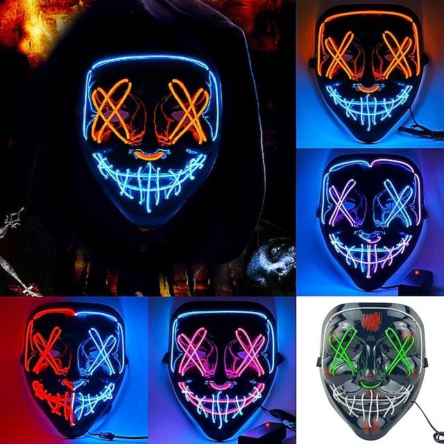 Светодиодная маска лед неоновая, судный день, хэллоуин, Halloween