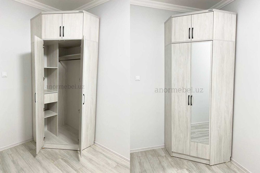Угловой шкаф с антресолью YORQIN
