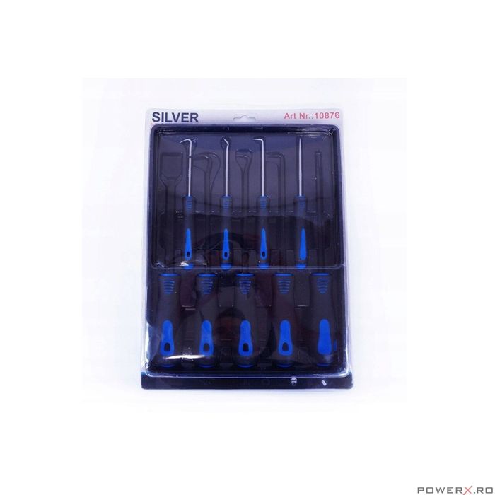 Set carlige si raclete, 9 piese, Silver