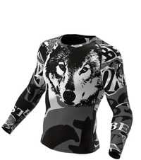Мъжка компресионна спортна риза с принт на вълци