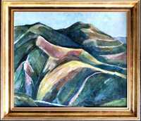 Peisaj cu dealuri - tablou deosebit pictat pe pânză, semnat