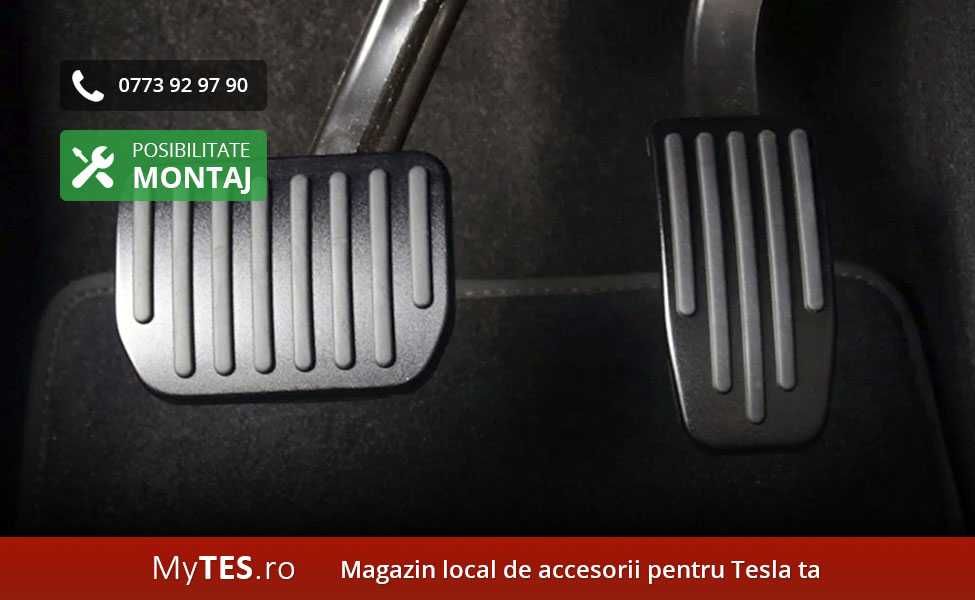 Ornamente metal pedale (argintiu mat/lucios, negre) Tesla Model 3 / Y