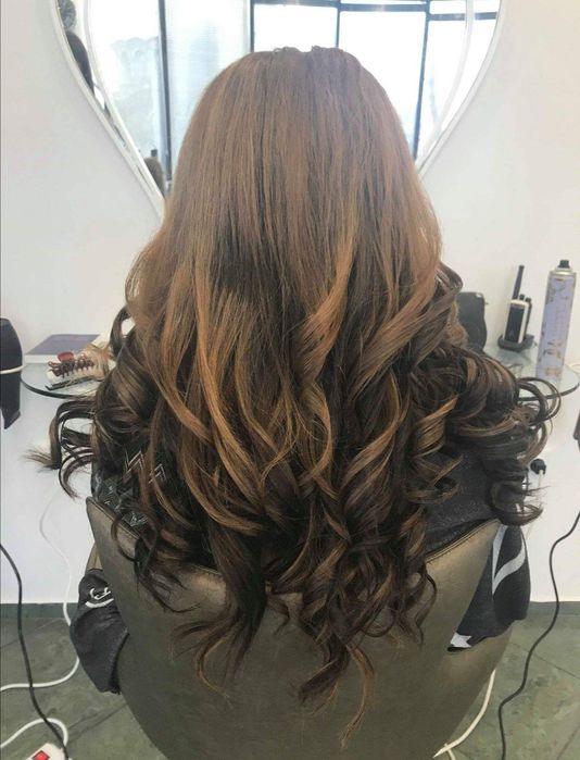 Естествена коса втора ръка 60см кестенява 100гр