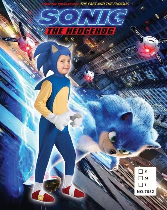 Детски костюм Соник, Подходящ за Хелоуин, Sonic