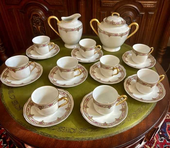 Superb servicu pt cafea-porțelan Limoges-stil Art Deco-semnat-Franta