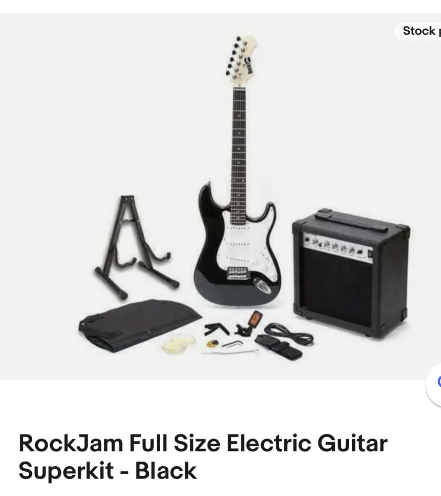 RockJam Full Size Electric Guitar Superkit - Black