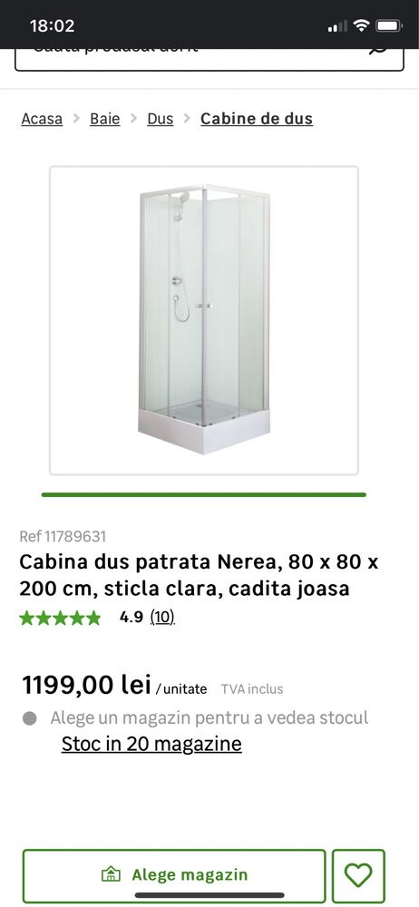 Vand cabina de dus , noua