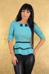 Bluza FOFY turcoaz cu volanase si fundita