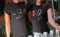 Тениски За Влюбени Сърце И Магнит Magnet Stickman Комплект