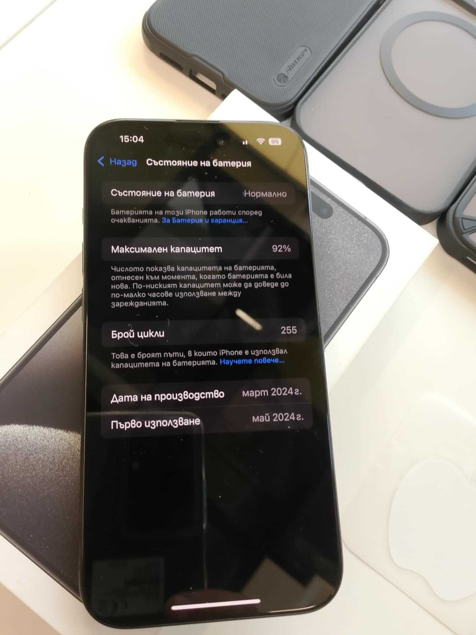 iPhone 15 Pro 128GB Черен титан – Отлично състояние