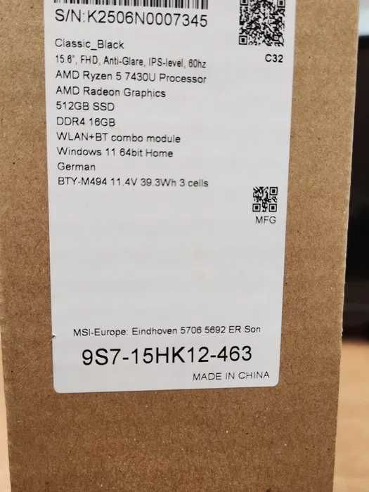 Hope Amanet P1/ Msi Modern 15 B7M Amd Ryzen 5-7430U SIGILAT !!!