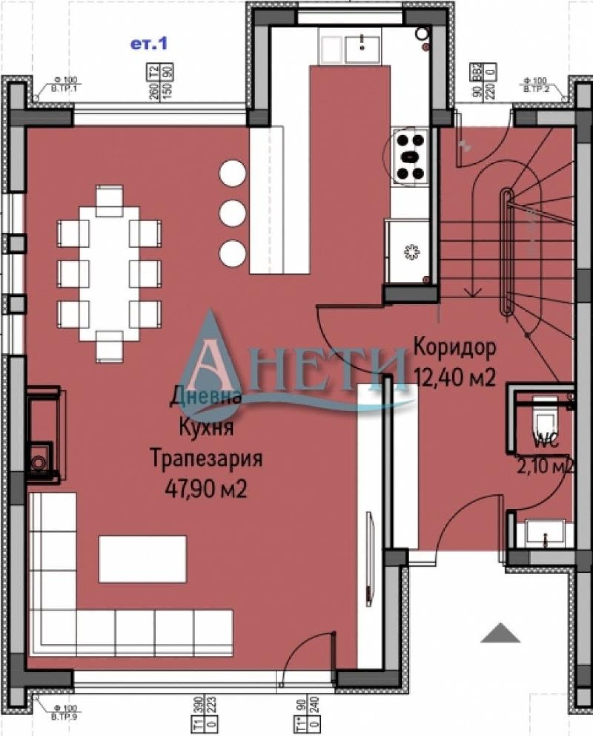 Къща 261м2 във в.з.Косанин дол, с.Панчарево, на 3км от Околовръстното