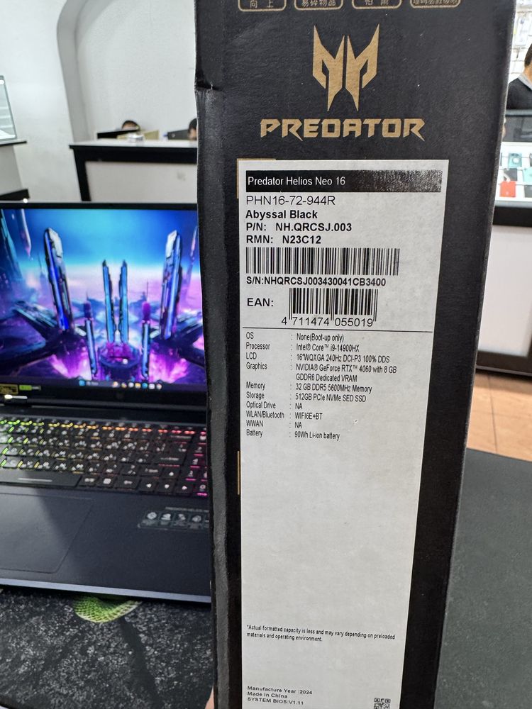 acer Predator Helios Neo 16 i9-14900HX 32GB/512GB RTX4060