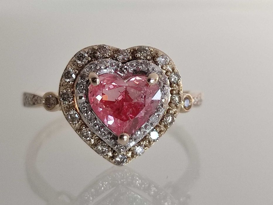 Inel aur 14k cu DIAMANT ROZ 1.35ct pret initial 25.000lei