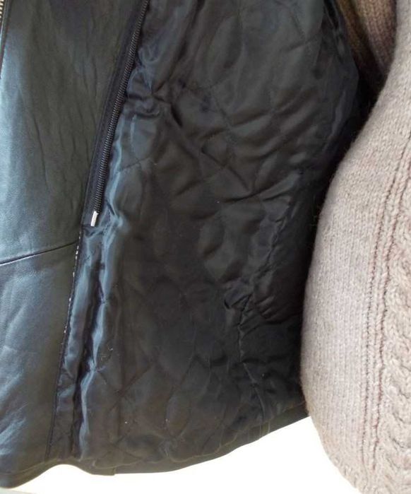 Дамско яке от естествена кожа - телешки бокс  - зимно черно