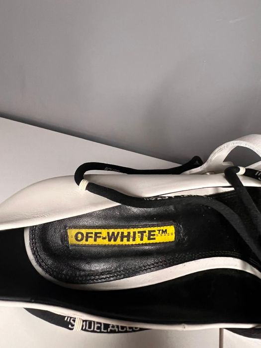 Off White Leather Pumps With Logoed Laces 12cm