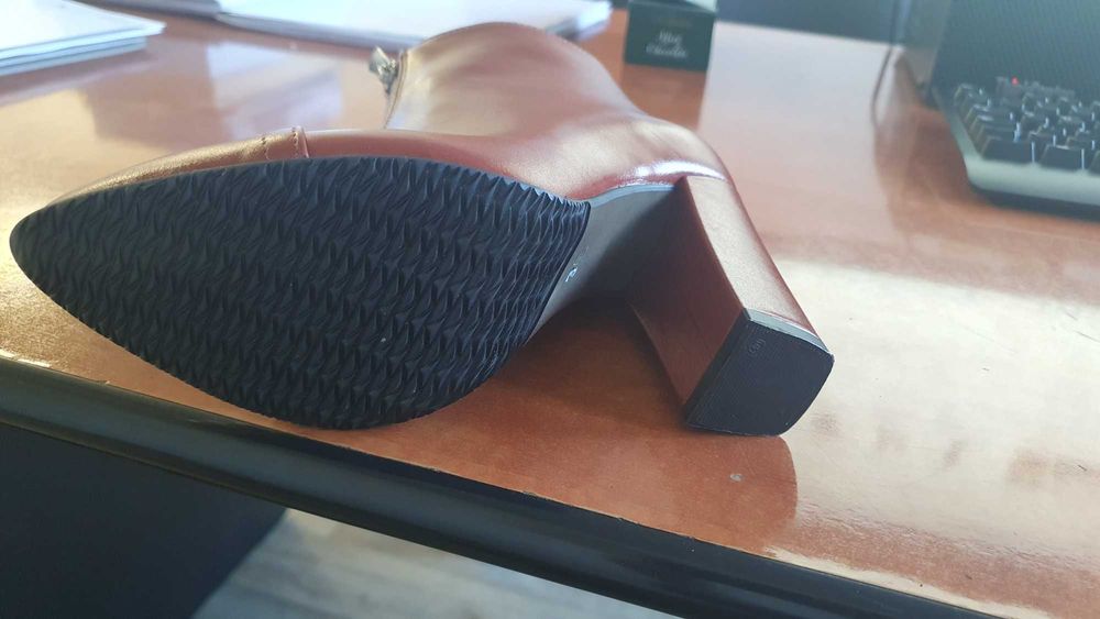 Ghete dama piele maro roscat