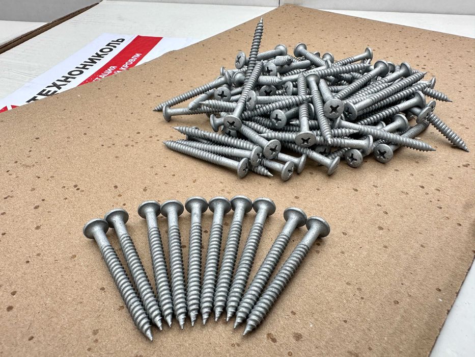 Саморез остроконечный, сверлоконечный. Анкерный элемент, ПВХ мембрана.