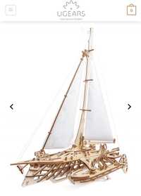 Puzzle 3D Mecanic – Barca Trimaran din Lemn Ugears Models macheta NOUA