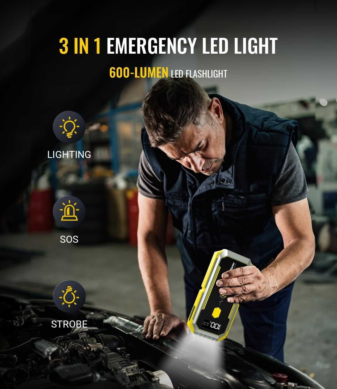 НОВ смарт jump starter стартов стартер 5000A батерия, 26800mAh