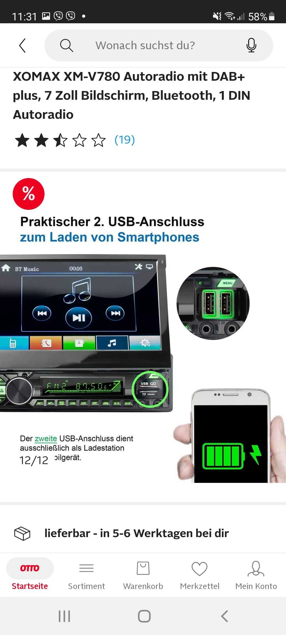 СД XOMAX XM-V780 Autoradio mit DAB+ plus, 7 Zoll Bildschirm, Bluetooth