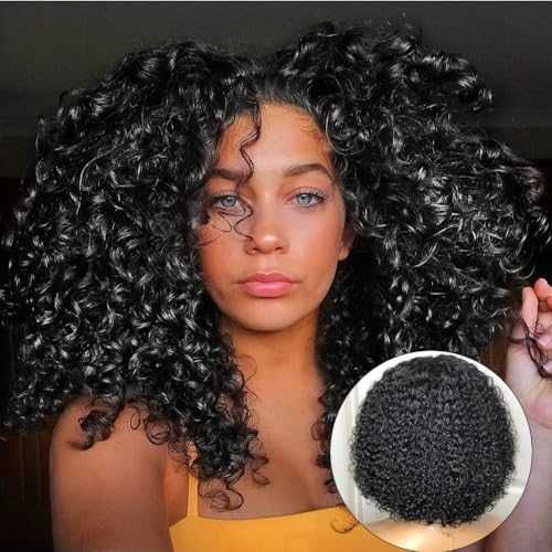 Нова Къса къдрава афро перука без лепило, естествен вид, дълбоки вълни