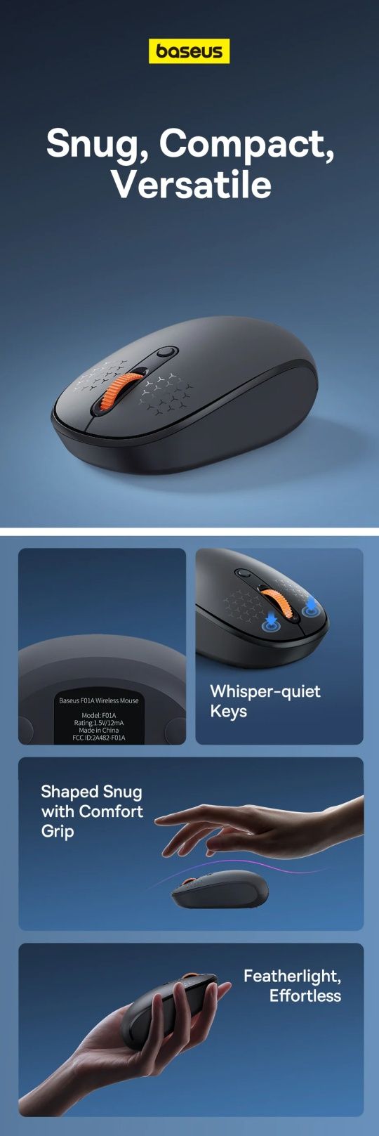 Baseus F01A Wireless Mouse Беспроводная мышь Bluetooth 5.0