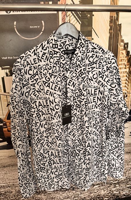 Balenciaga мъжка риза • бял модел със лого • всички размери