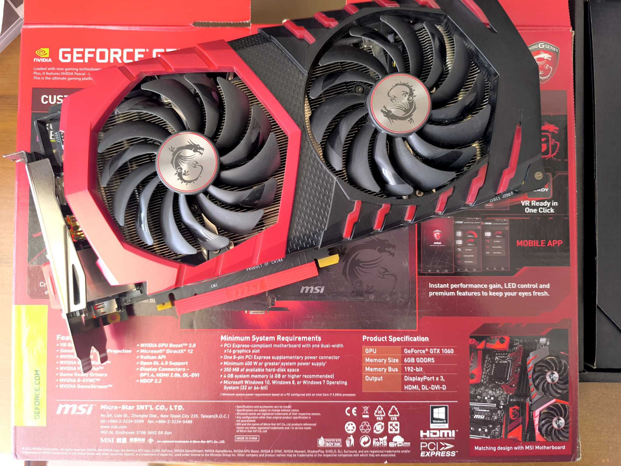 GeForce GTX 1060 GAMING X 6GB GDDR5 (192-bit) Видеокарта