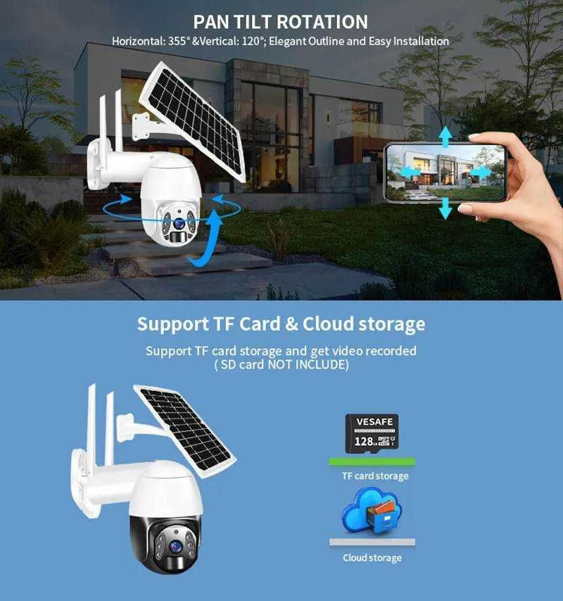 Безжична соларна смарт wi-fi камера 4 MP